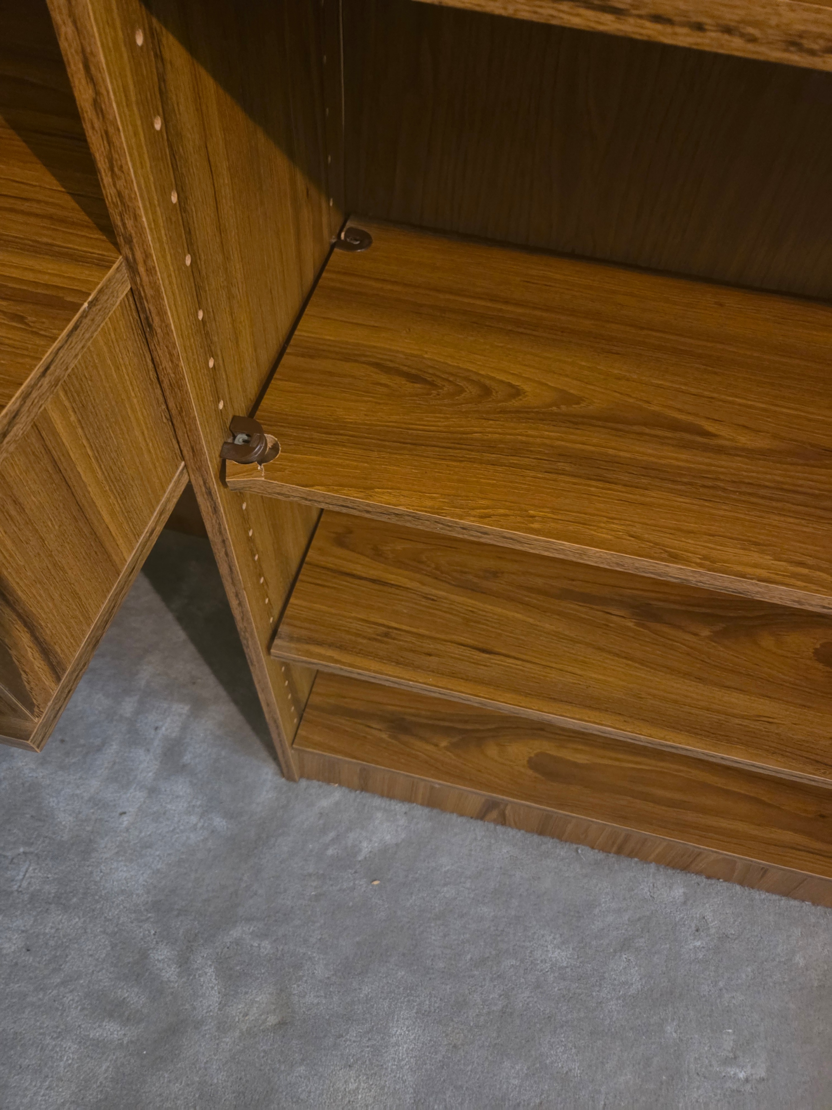 56" Home Office Desk & Adjustable Bookcase Wall Unit, Oak Finish - photo 3