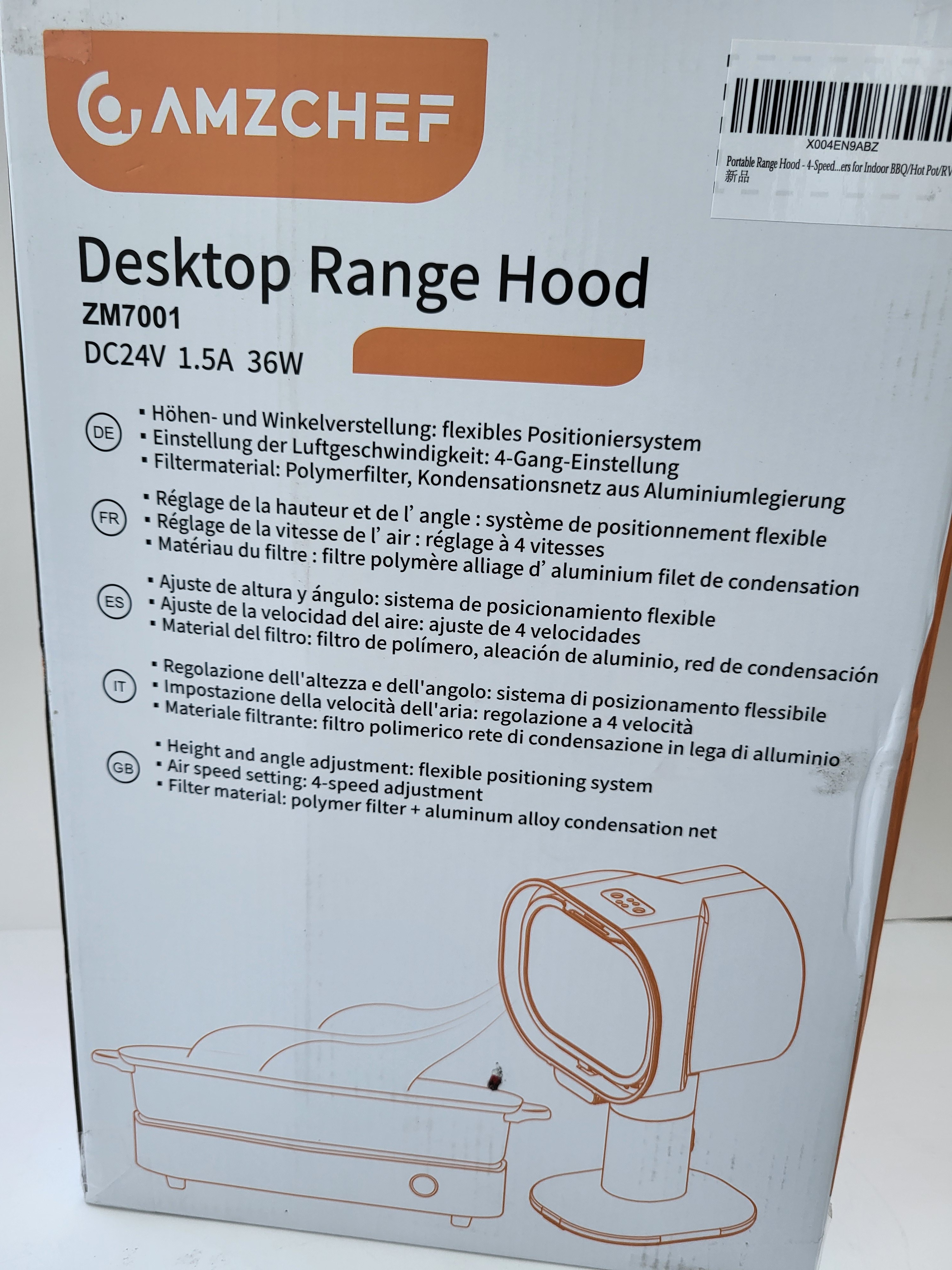 AMZCHEF ZM7001 Portable Desktop Range Hood – 4-Speed Exhaust Fan - photo 3