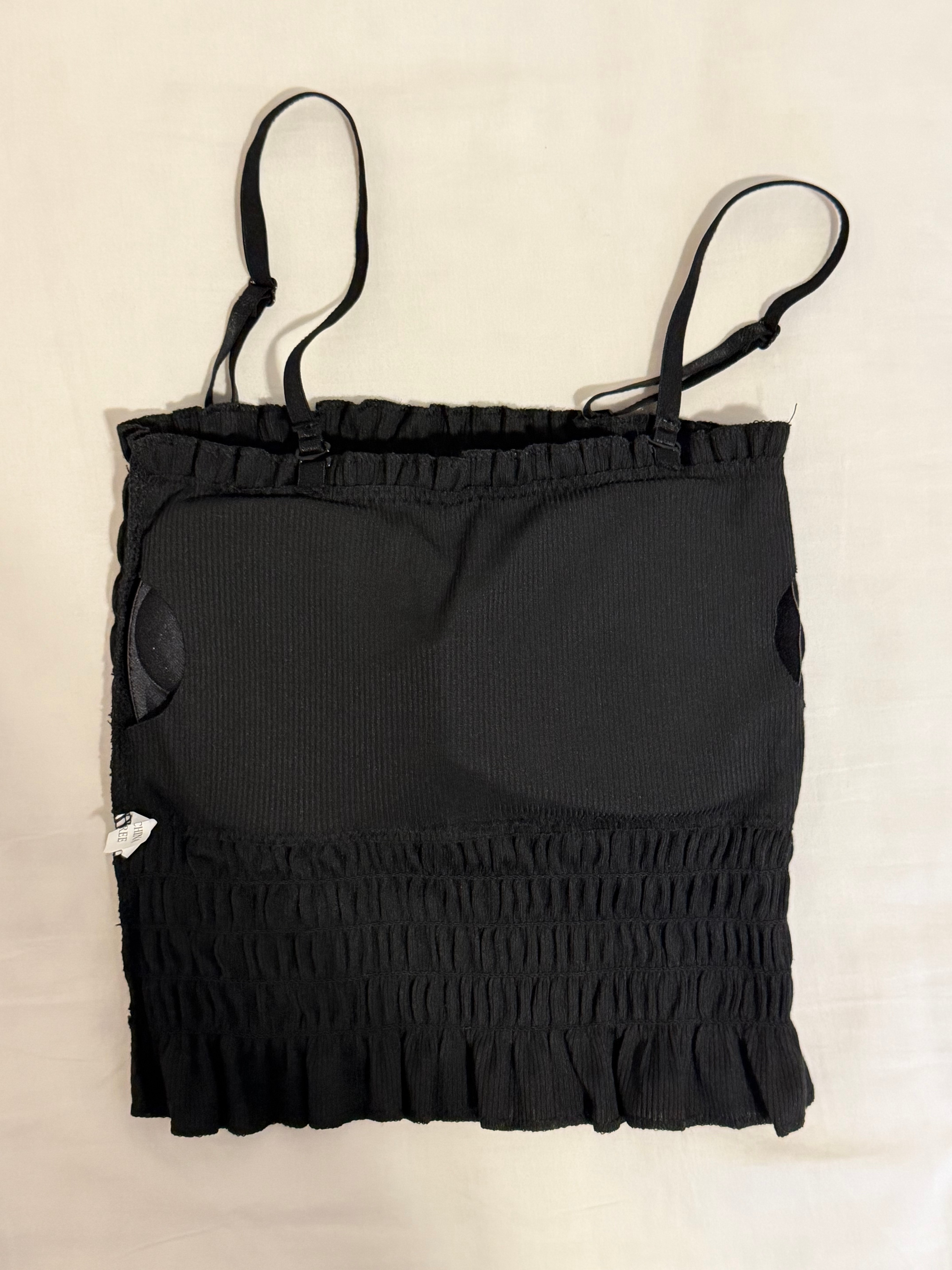 Women’s Black Smocked Cami Crop Top – Stretchy - photo 3