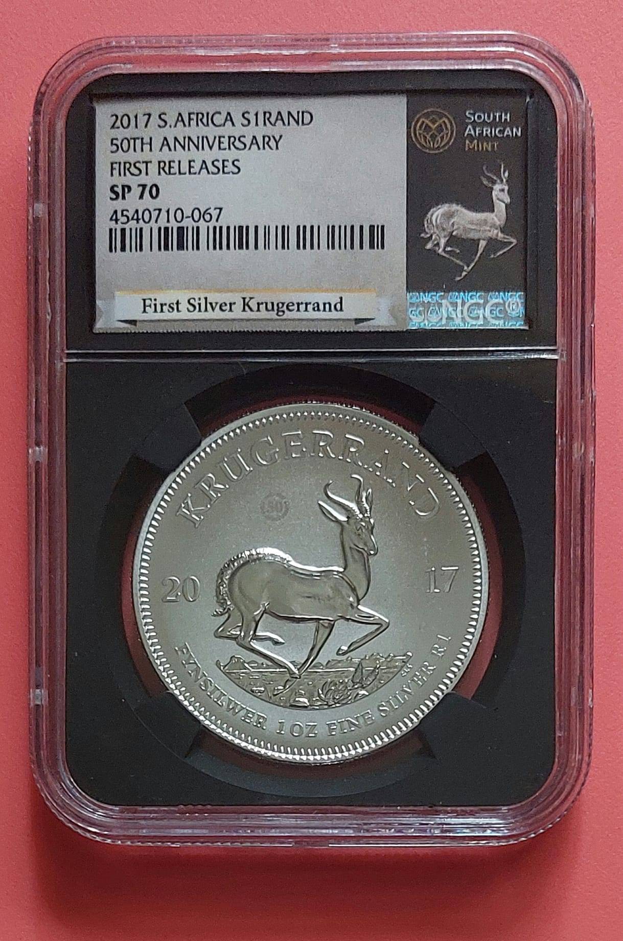 Certified 2017 1oz .999 Silver Krugerrand 50th Anniv Pouch/COA