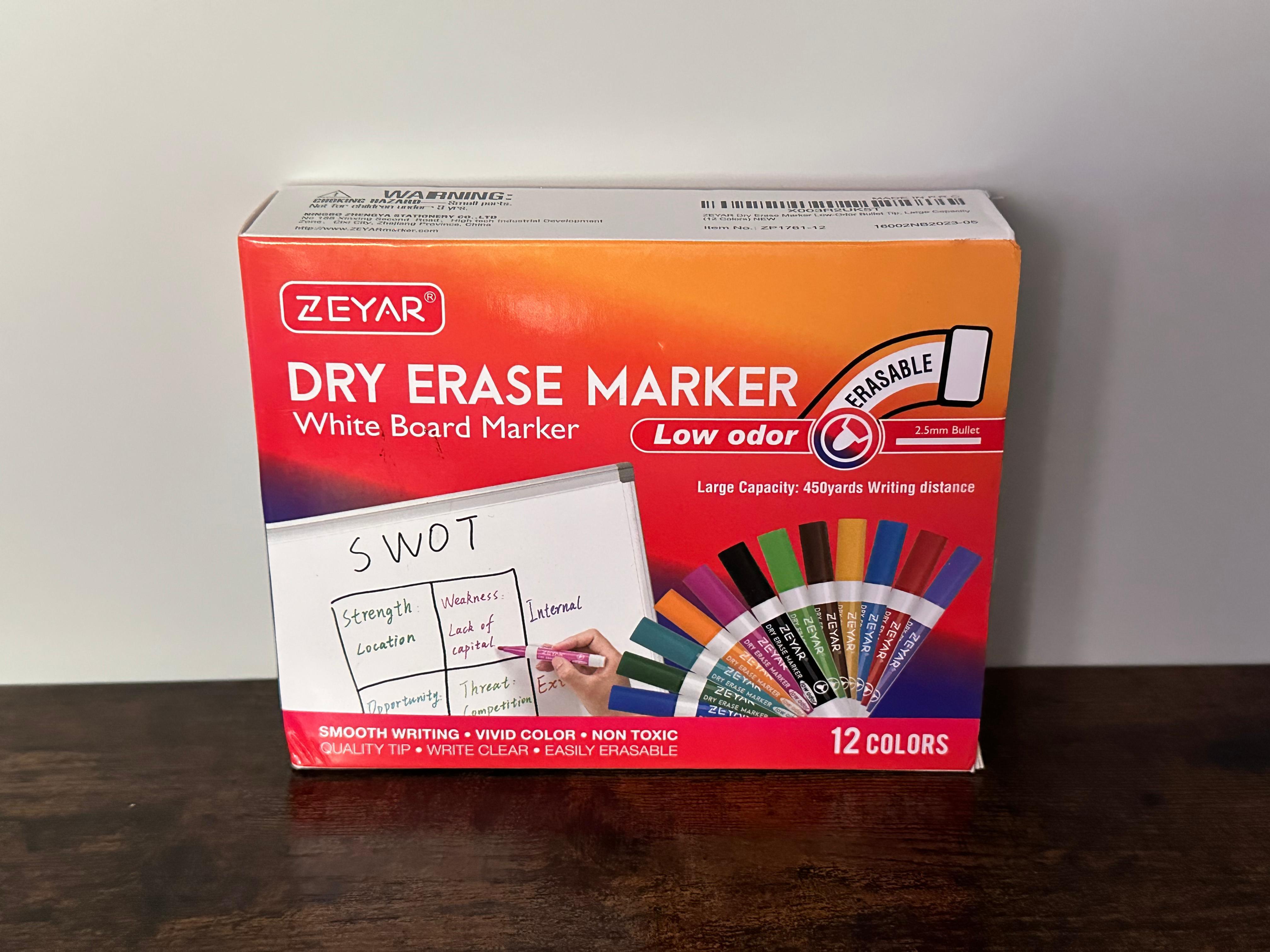 ZEYAR Dry Erase Markers - 12 Colors