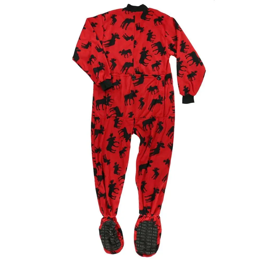 Lazy One Moose Onesie with Trap Door and Non-Slip Feet
