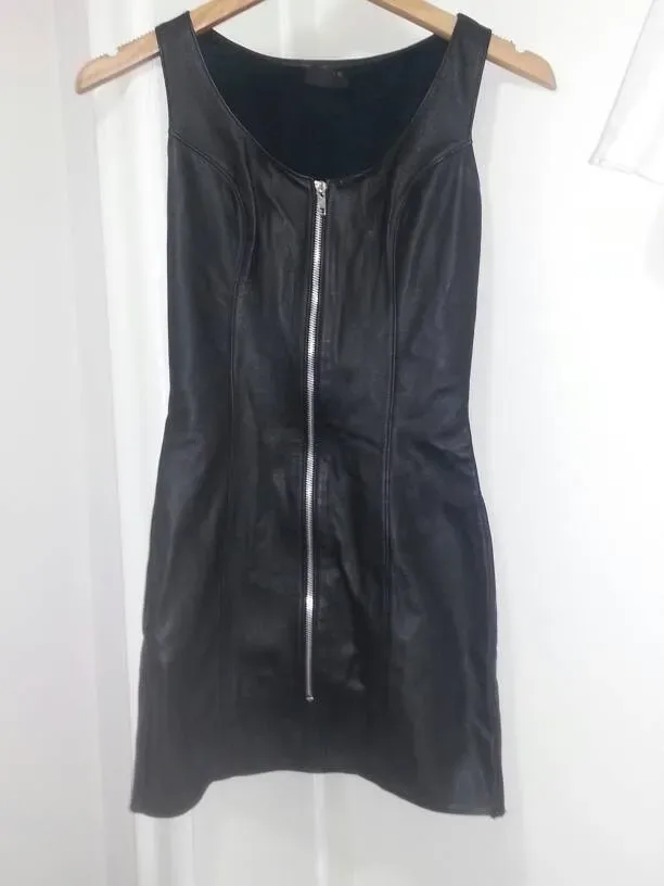 Sexy Allure Leather Black Dress With Zipper - photo 2
