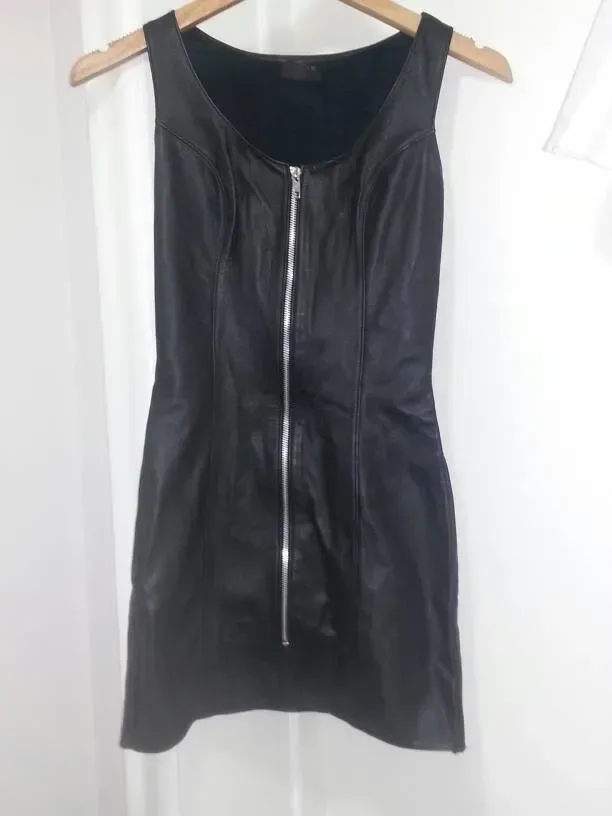 Sexy Allure Leather Black Dress With Zipper - photo 2