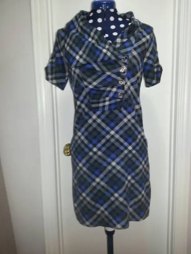 Le Chateau - Blue Plaid Dress (Size Small)