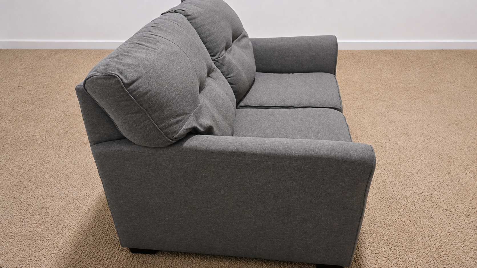 Grey Fabric Loveseat Sofa + Bonus Teal Velvet Protector Cover - photo 3