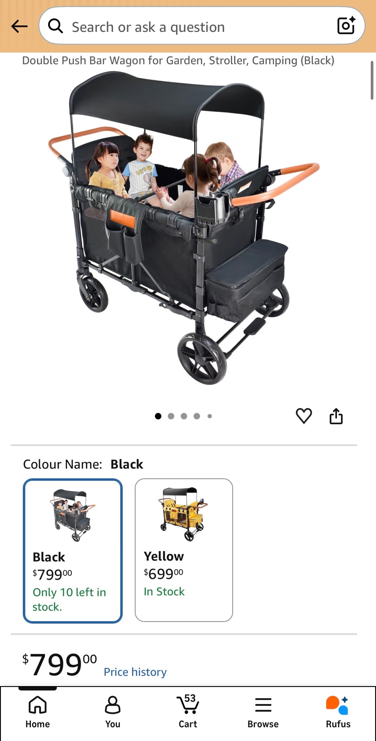 Stroller Wagon 360 Multi Kids UV Protect Canopy Foldable D-Push