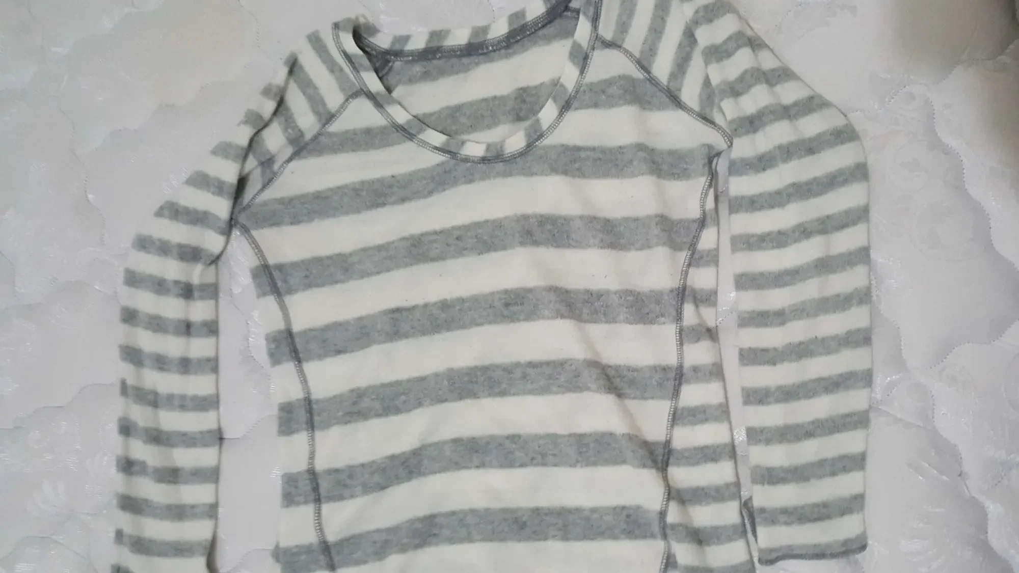 cosy striped grey and (off) white top -- no tags but guessing...