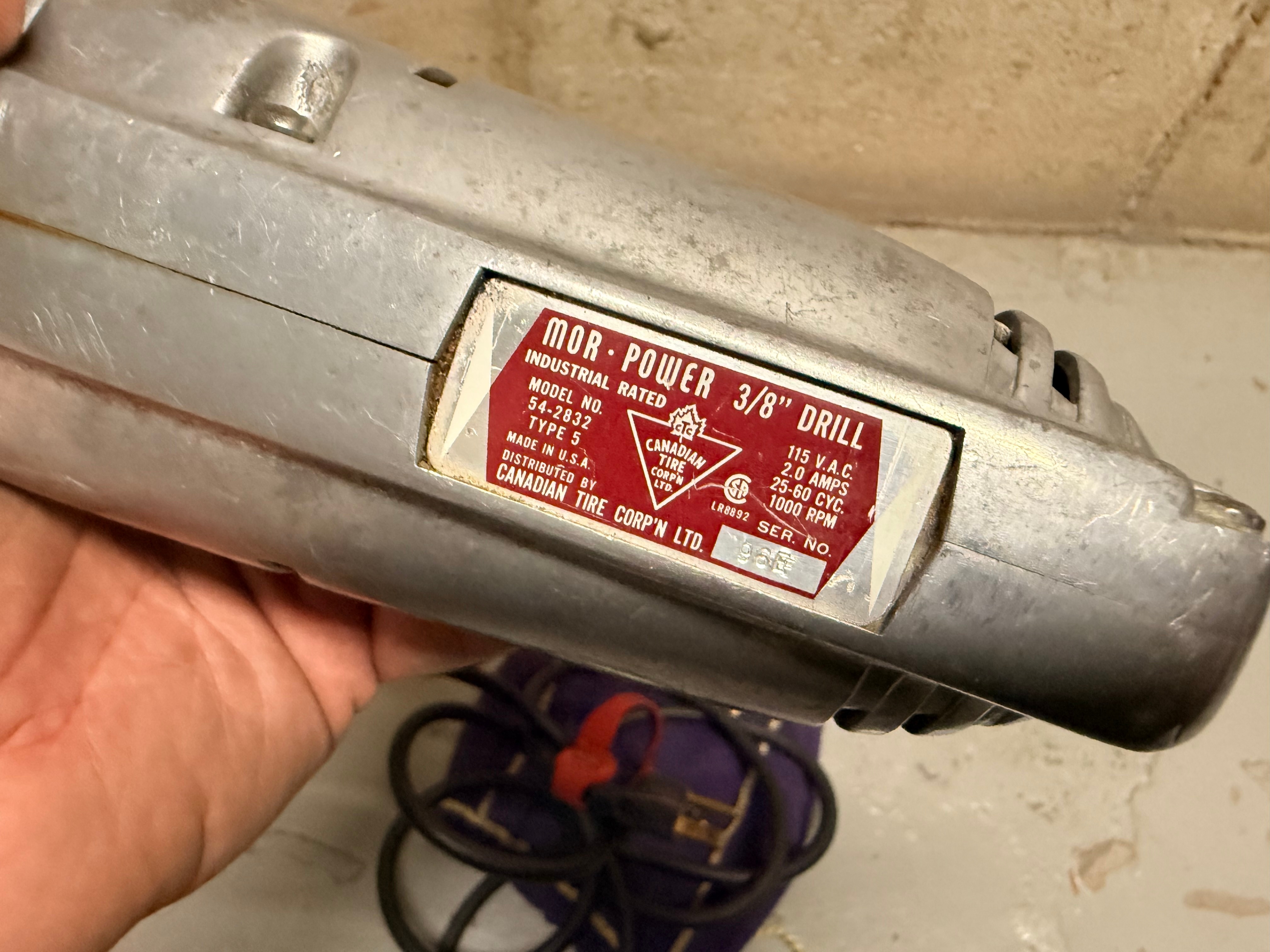 Vintage 1960s Mor-Power 3/8-inch corded power drill - photo 2