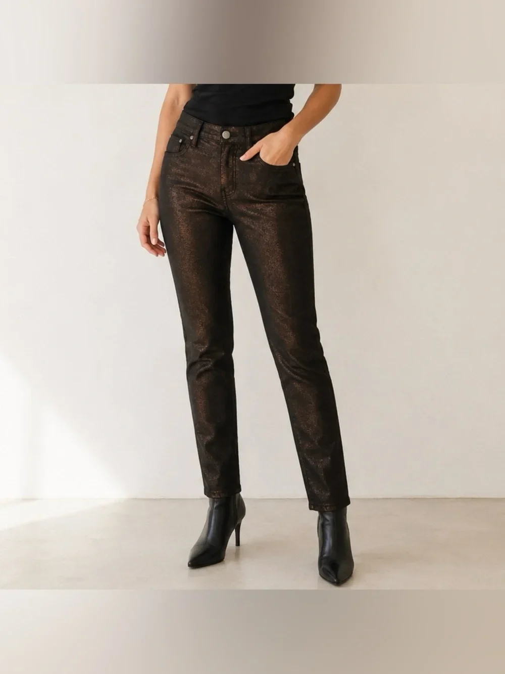 Rock and Shine Red Metallic Sparkle Pants Size 28 Petite
