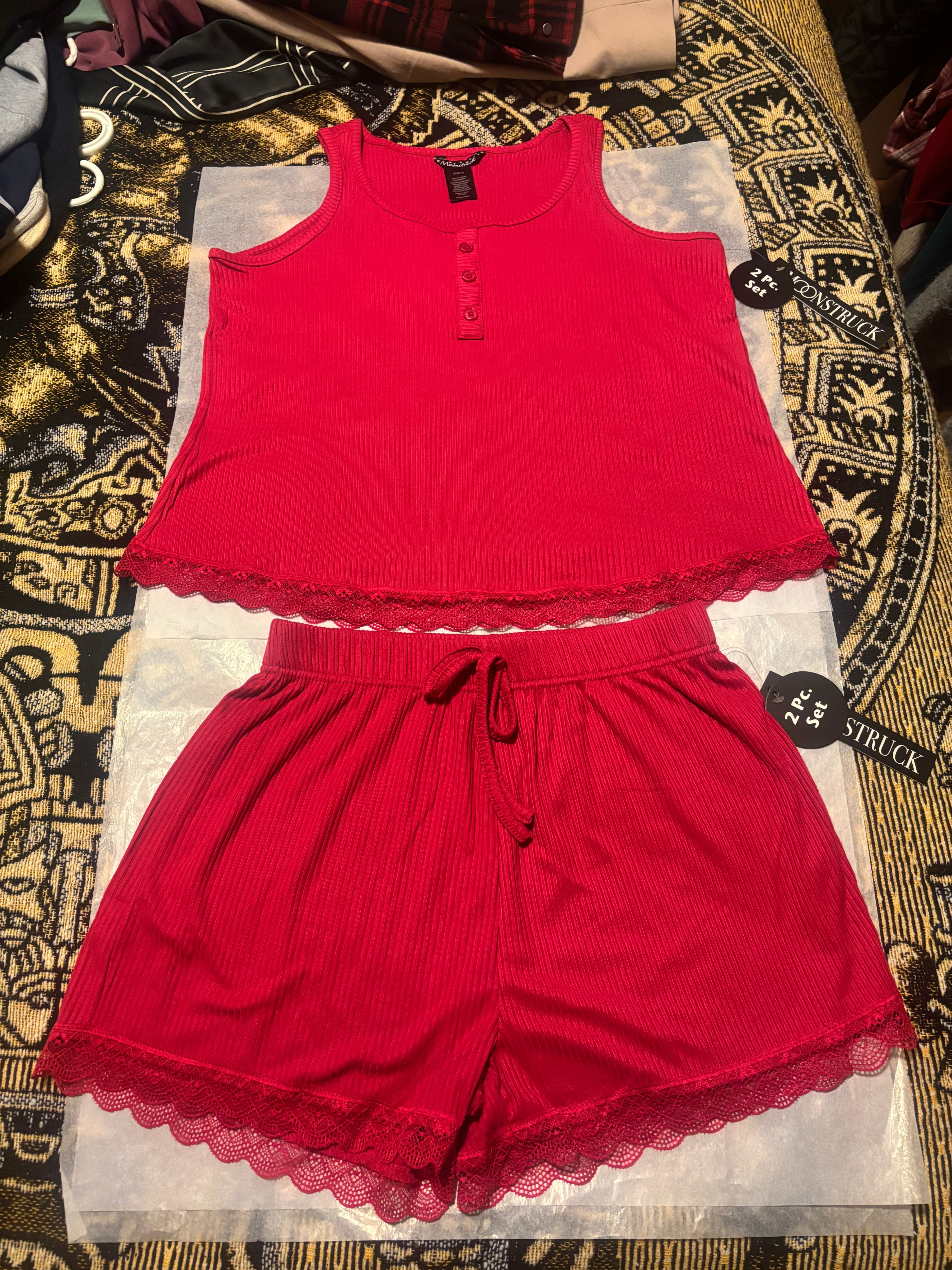 FashionNova-Dream Come True Ribbed Tank PJ Short Set-Medium - photo 5