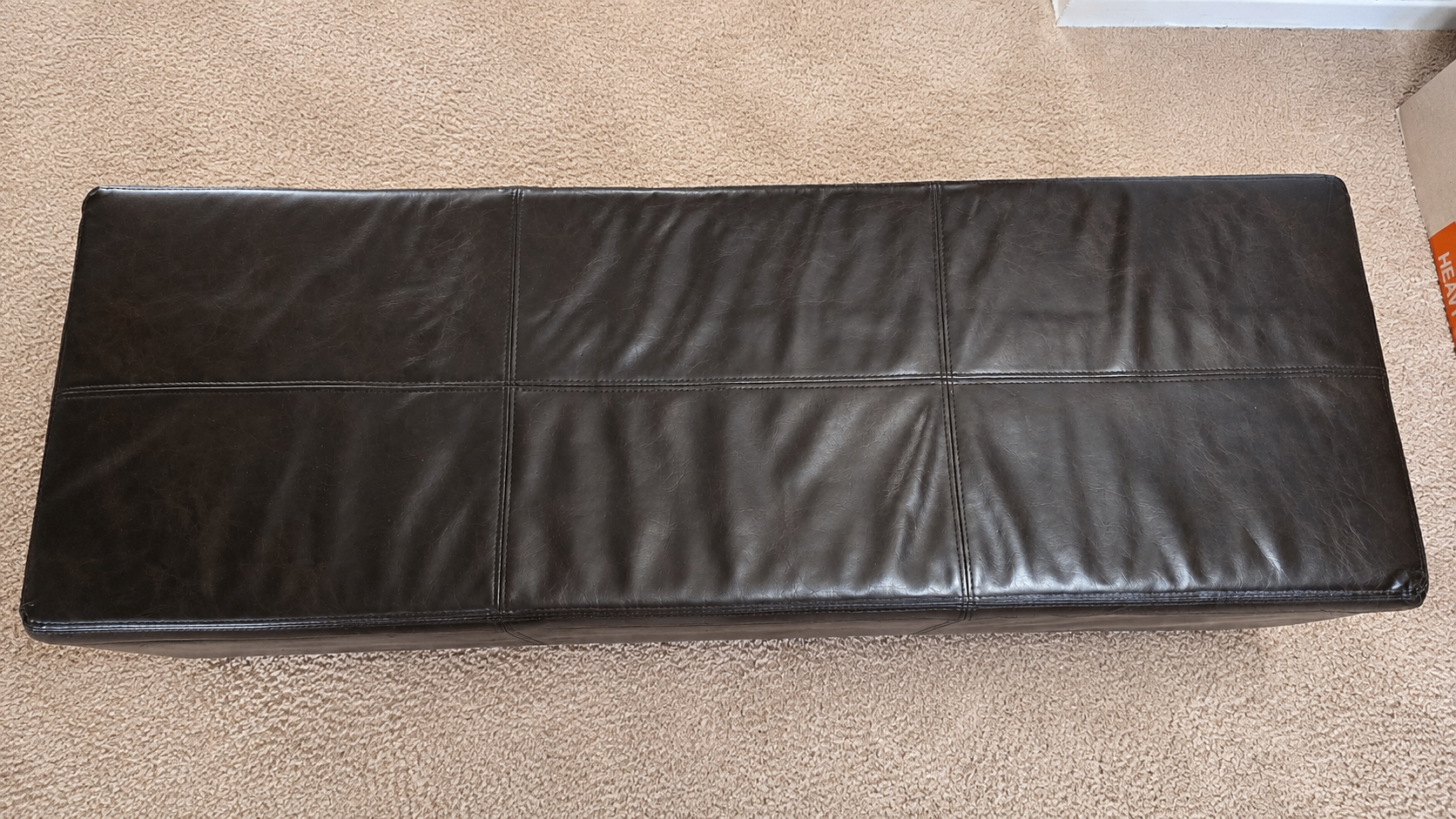 Large Dark Brown Faux Leather Storage Ottoman Bench - photo 3
