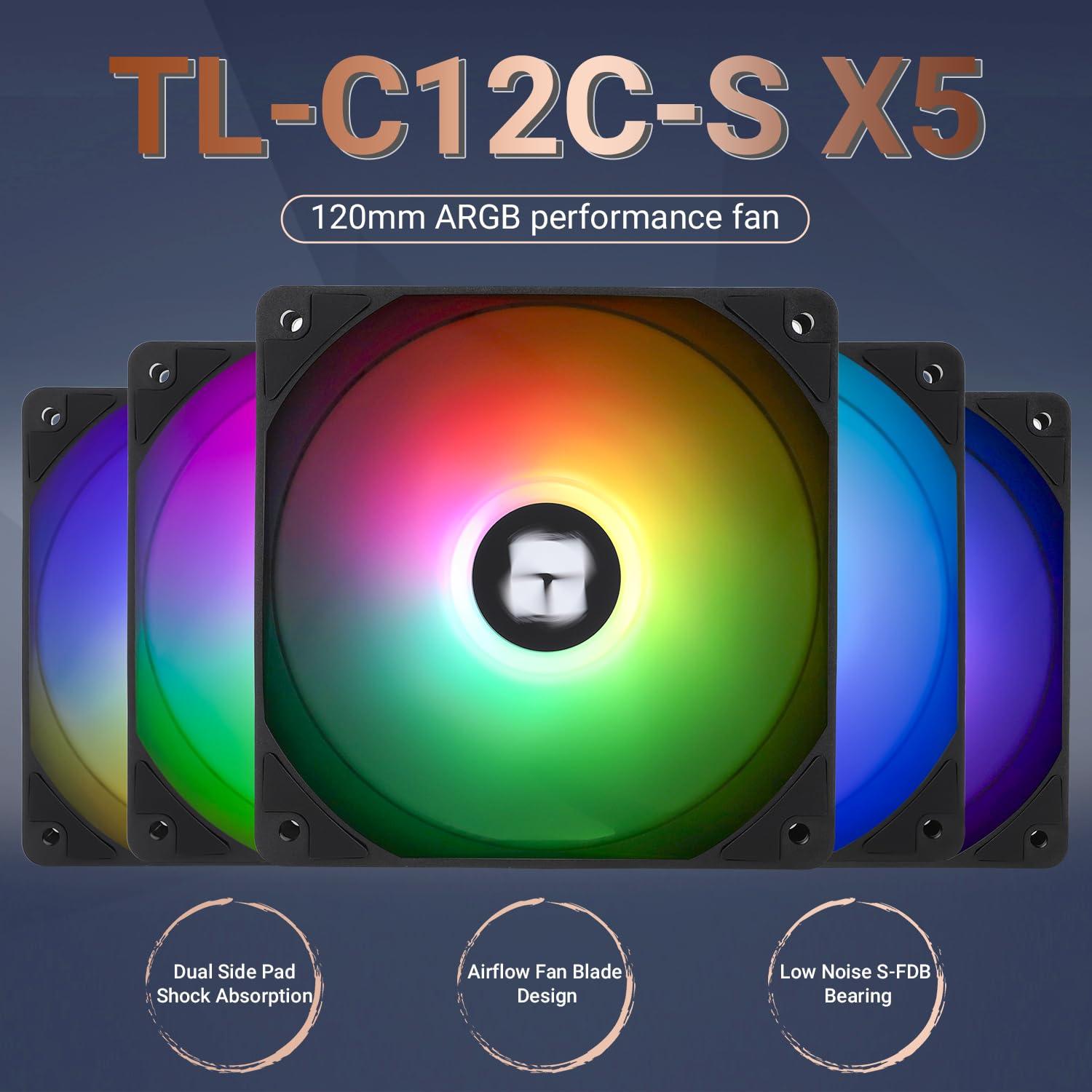 Thermalright TL-C12C-S x5 120mm ARGB PWM Case Fan Kit NEW Sealed - photo 3