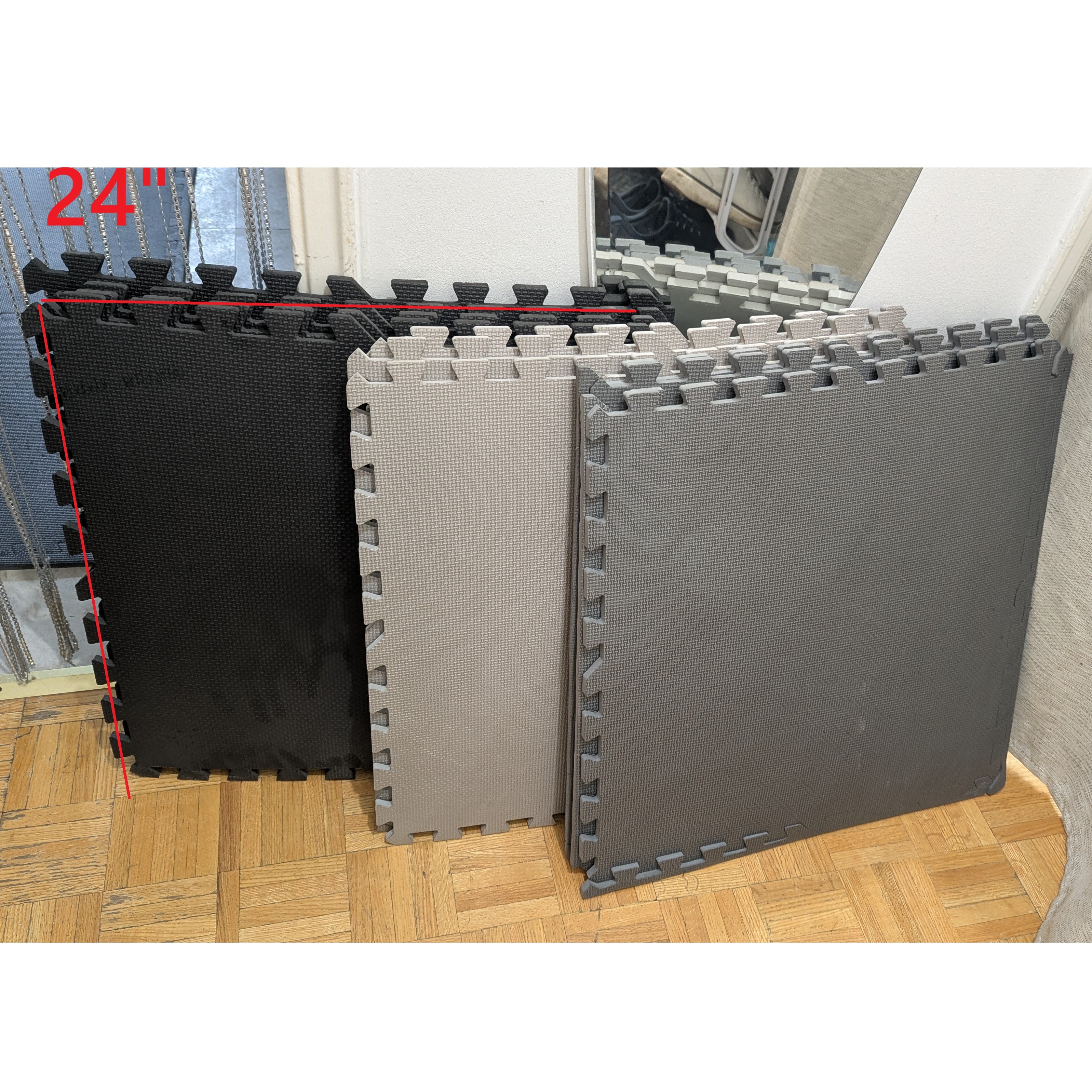 Used 24" Foam Floor Mat Tiles, Anti-Fatigue Gum Exercise 12-Pack