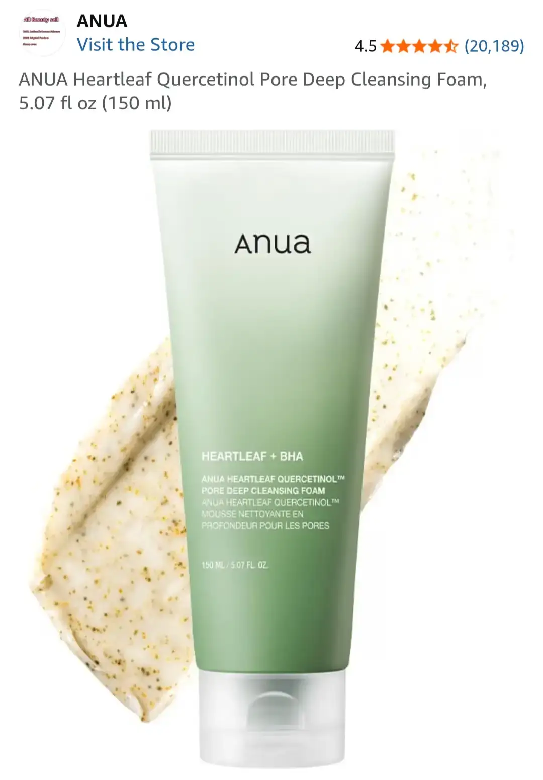Anua Heartleaf Quercetin Pore Deep Cleansing Foam