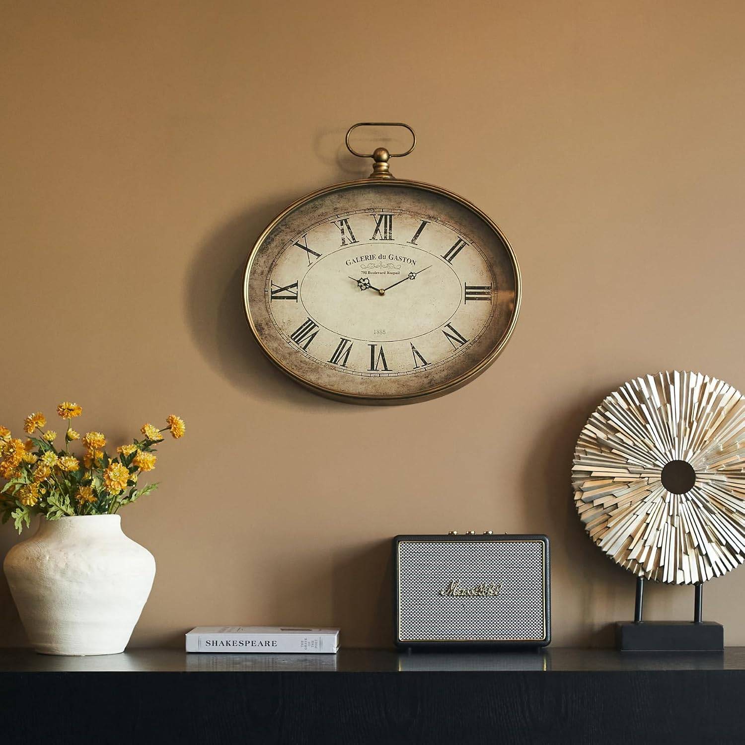 Large Vintage Wall Clock, 16 inch