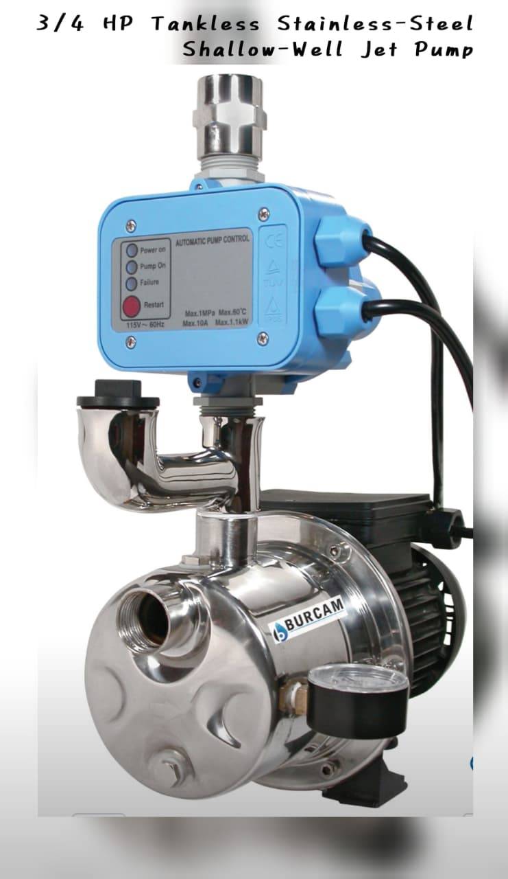 3/4 HP Tankless Stainless-Steel Shallow-Well Jet Pump