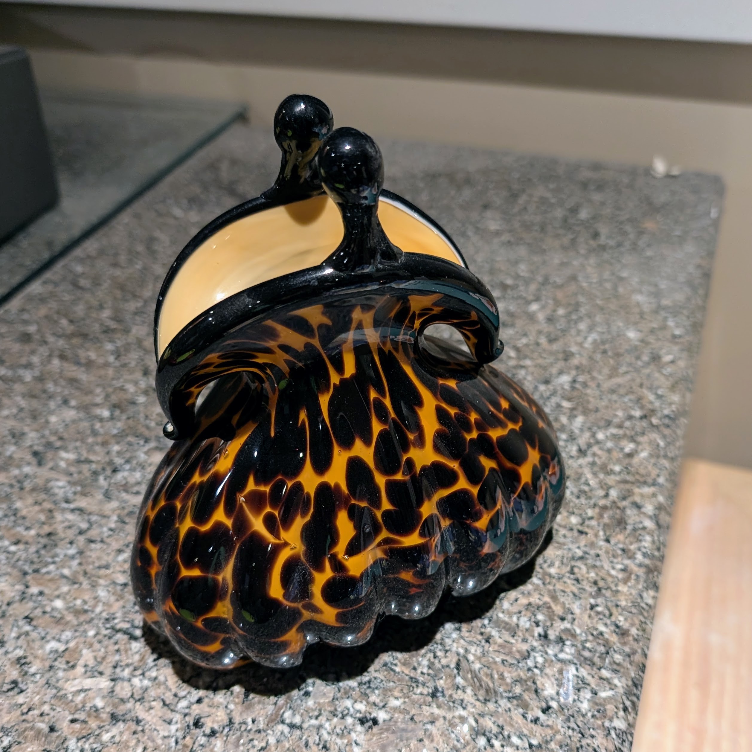 Murano-style hand-blown art glass purse vase