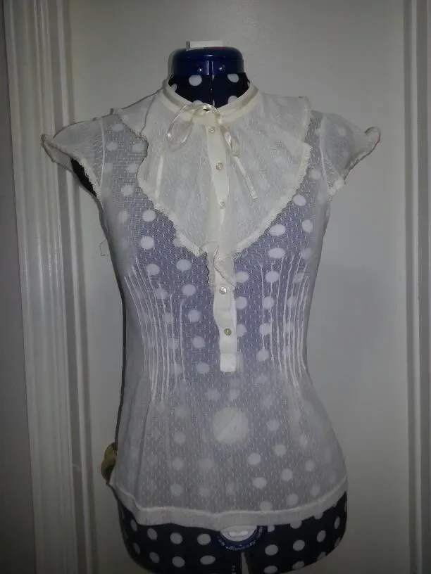 Zara Collection Sheer Off White Shirt (Size Large But Fits S...