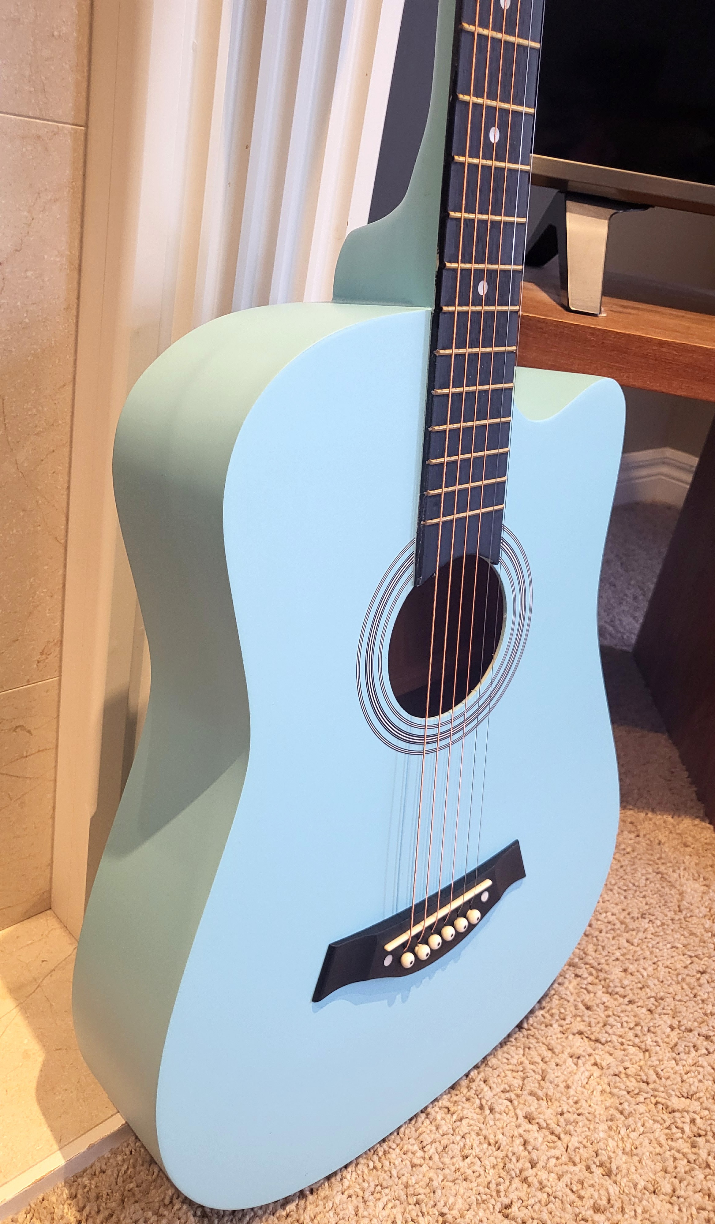Brand New Light Blue Acoustic Guitar Perfect for Beginners 38" - photo 4