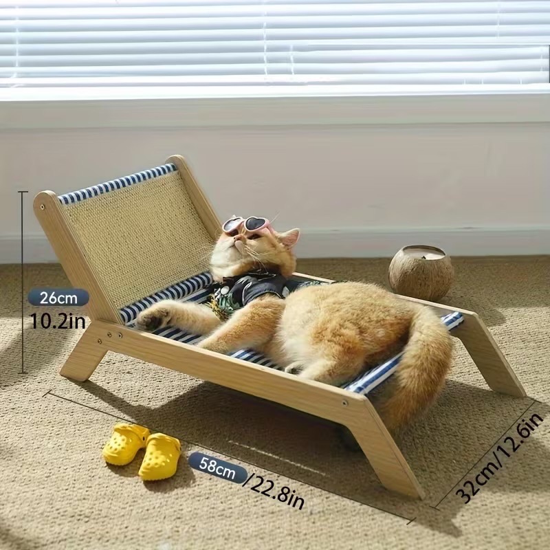Cat Lounge Chair and Scratcher - Blue/White Striped - photo 2