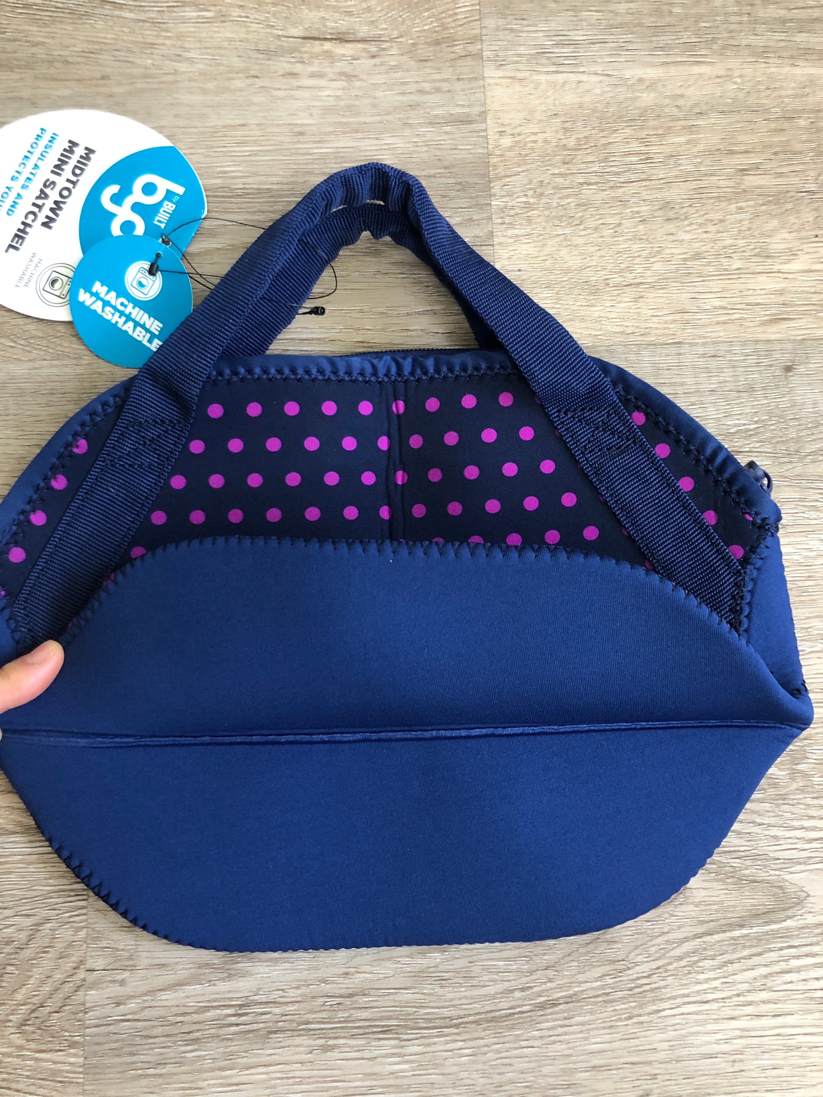 Built byo Midtown Mini Satchel Lunch Bag - Navy Polka Dot - photo 3