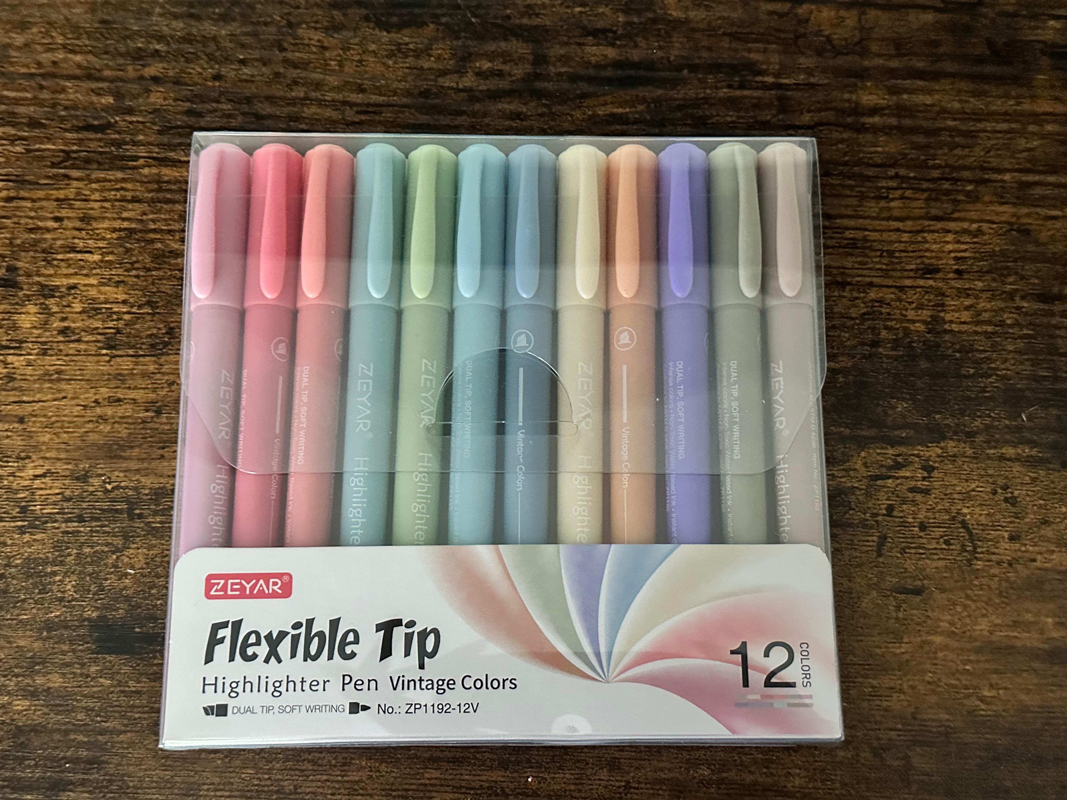 ZEYAR Flexible Tip Highlighter Pen Vintage Colors (12 Pack) - photo 2