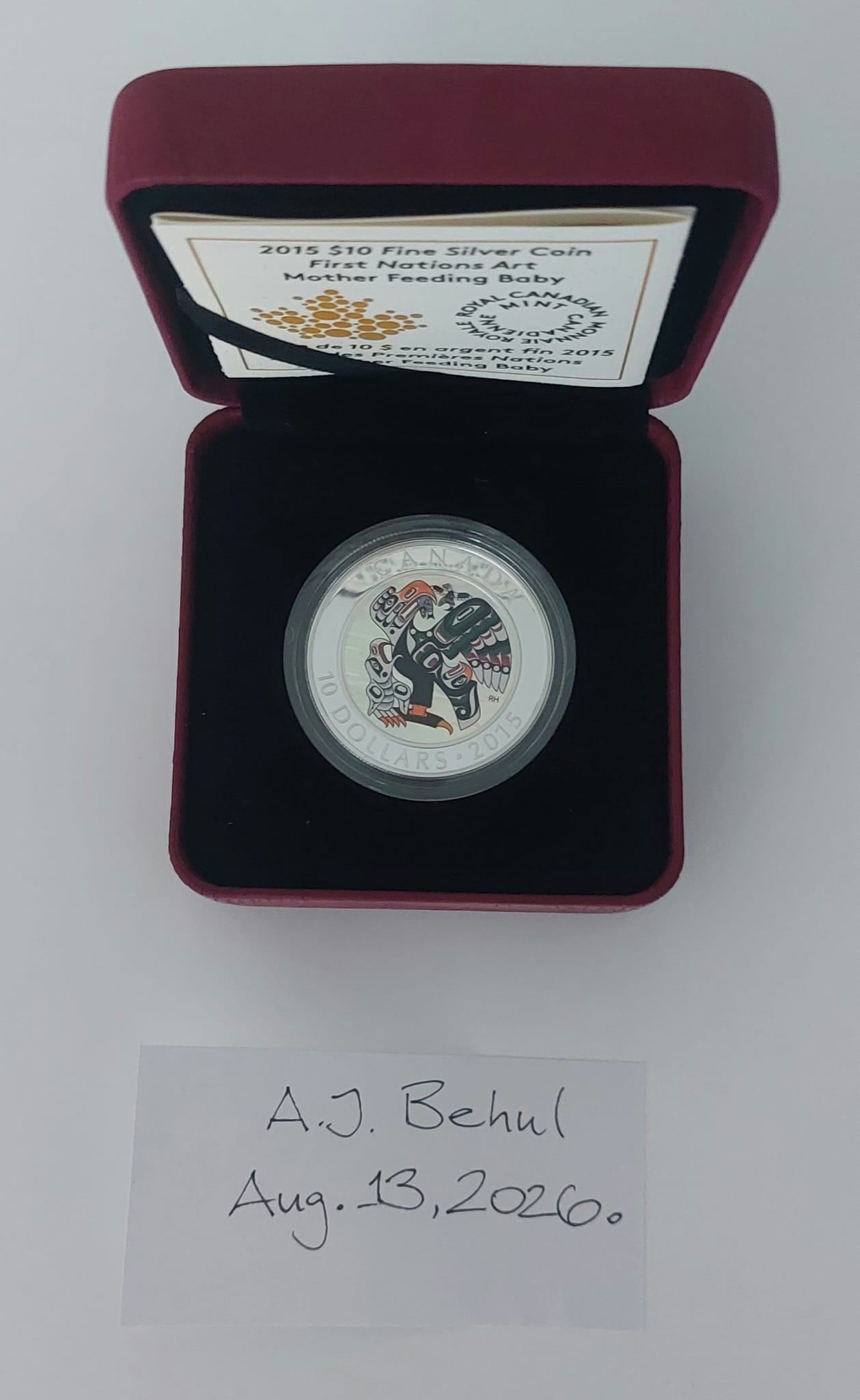 2015 $10 Silver Coin - First Nations Art: Mother Feeding Baby
