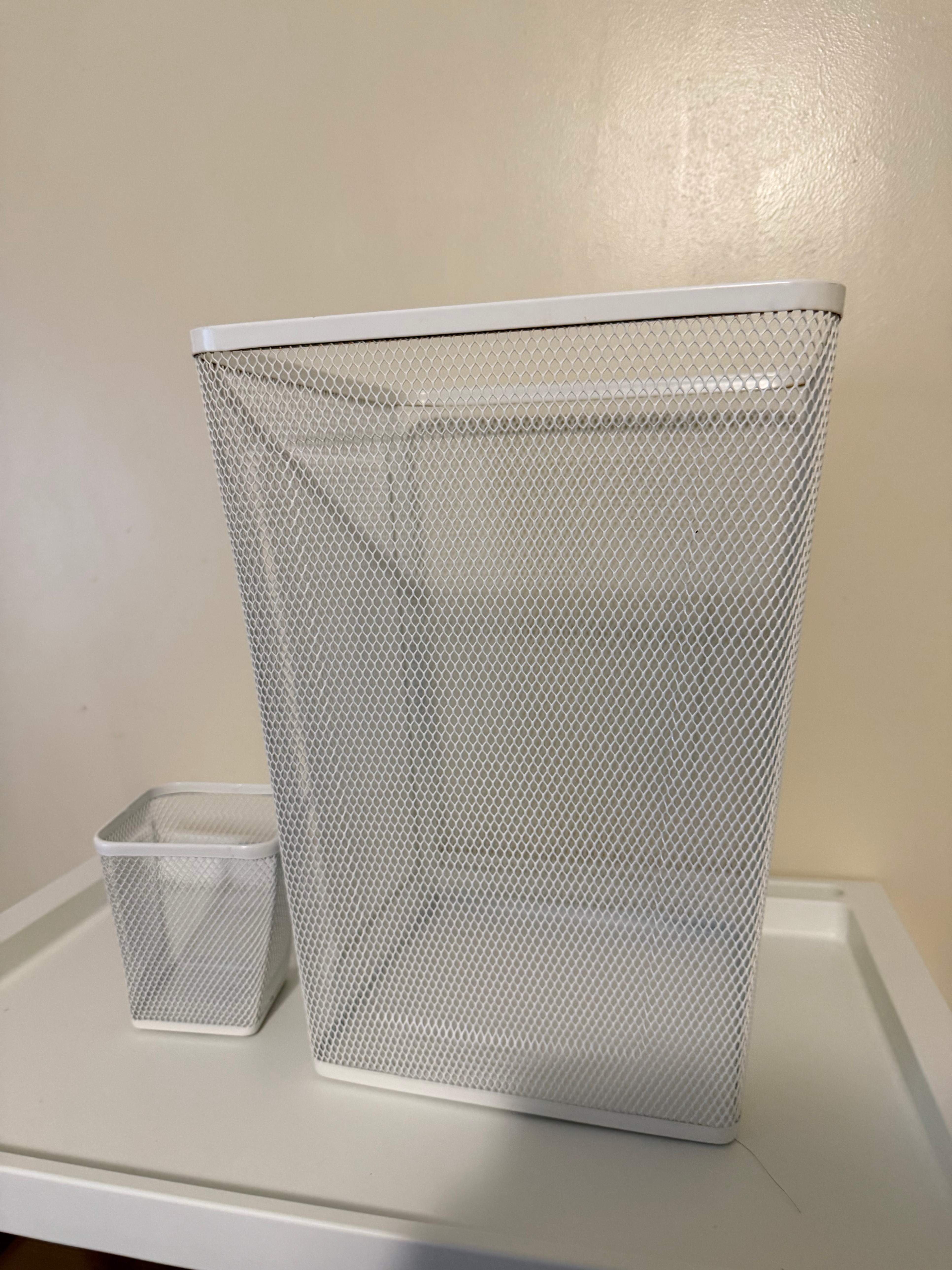 IKEA DRÖNJÖNS Wastepaper Basket & Pencil Cup Set – White