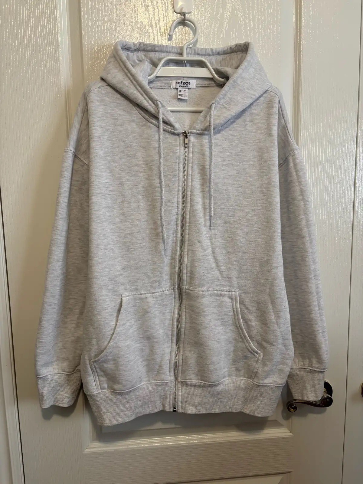 Women/Men Grey Full-Zip oversized  Hoodie – Size L / XL - photo 3
