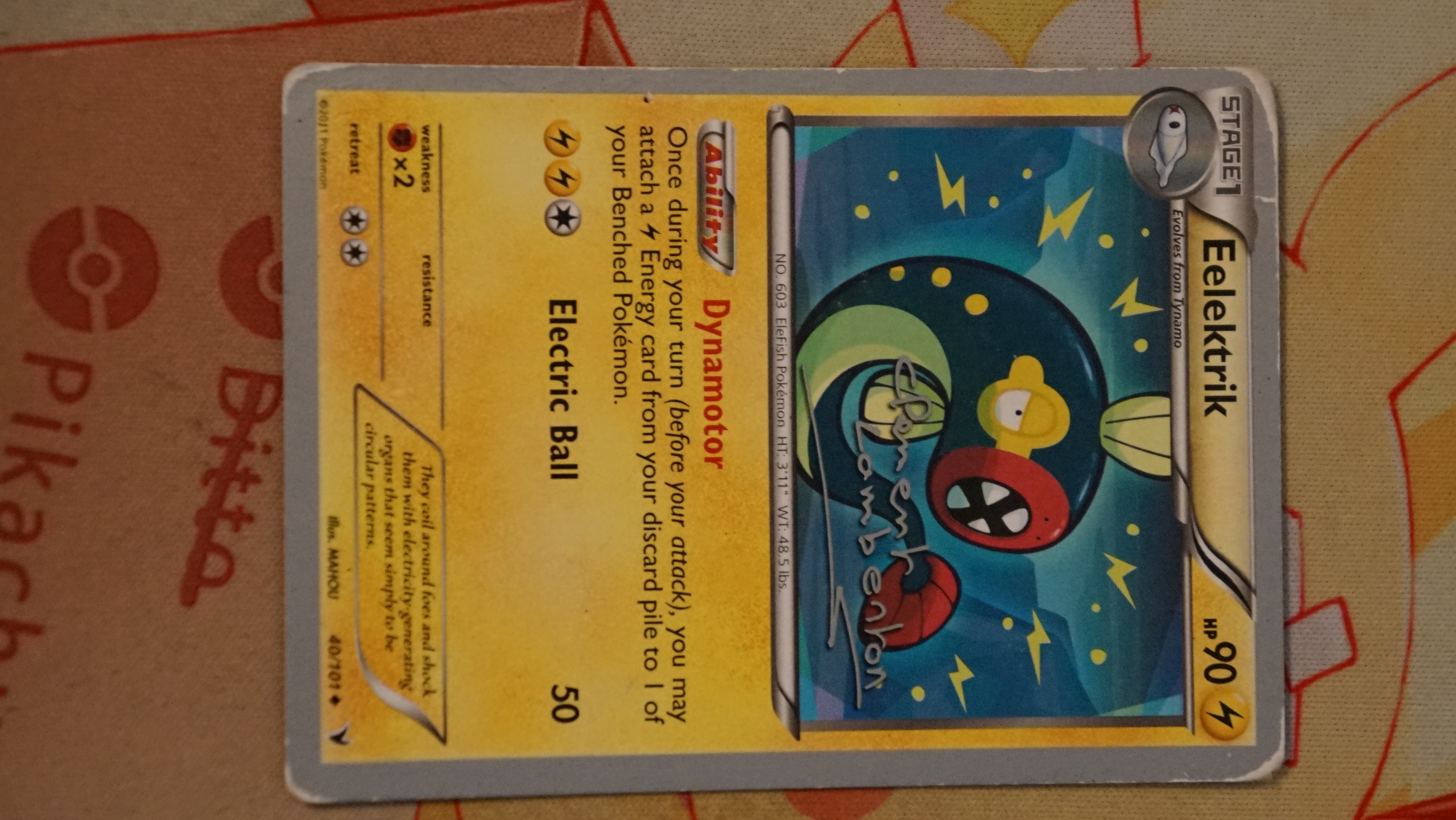 Pokemon Eelektrik 40/101 World Championships 2013 Deck HP - photo 3