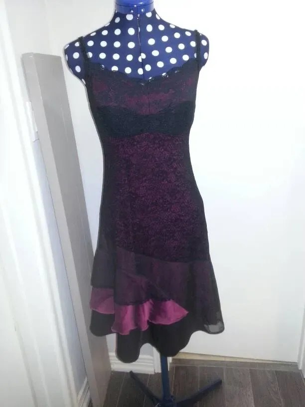 Gorgeous Layered Lace Fancy Black And Red-ish Purple-ish Dress - photo 5