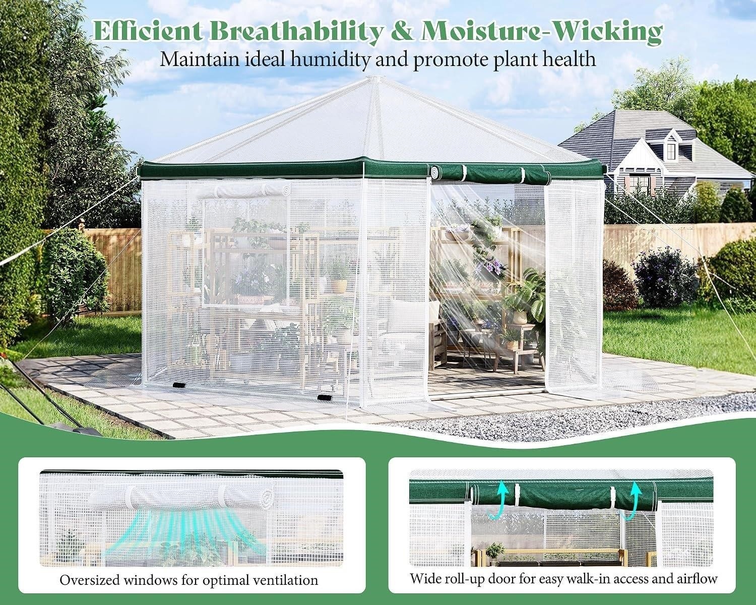 AMERLIFE 13.5x13.5x9 FT Tunnel Greenhouse for Outdoors - photo 3