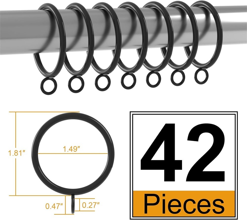 42 PCS Metal Curtain Rings 1.5" with Eyelets