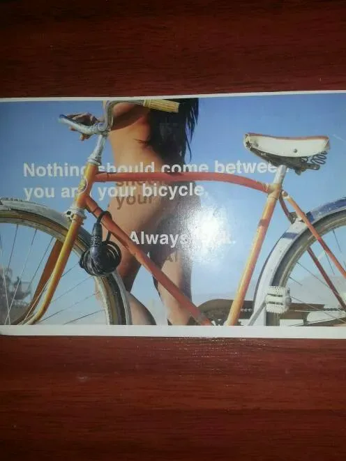Naked Lock Your Bicycle Bike Lock Anti- Theft PSA Postcard Fr...