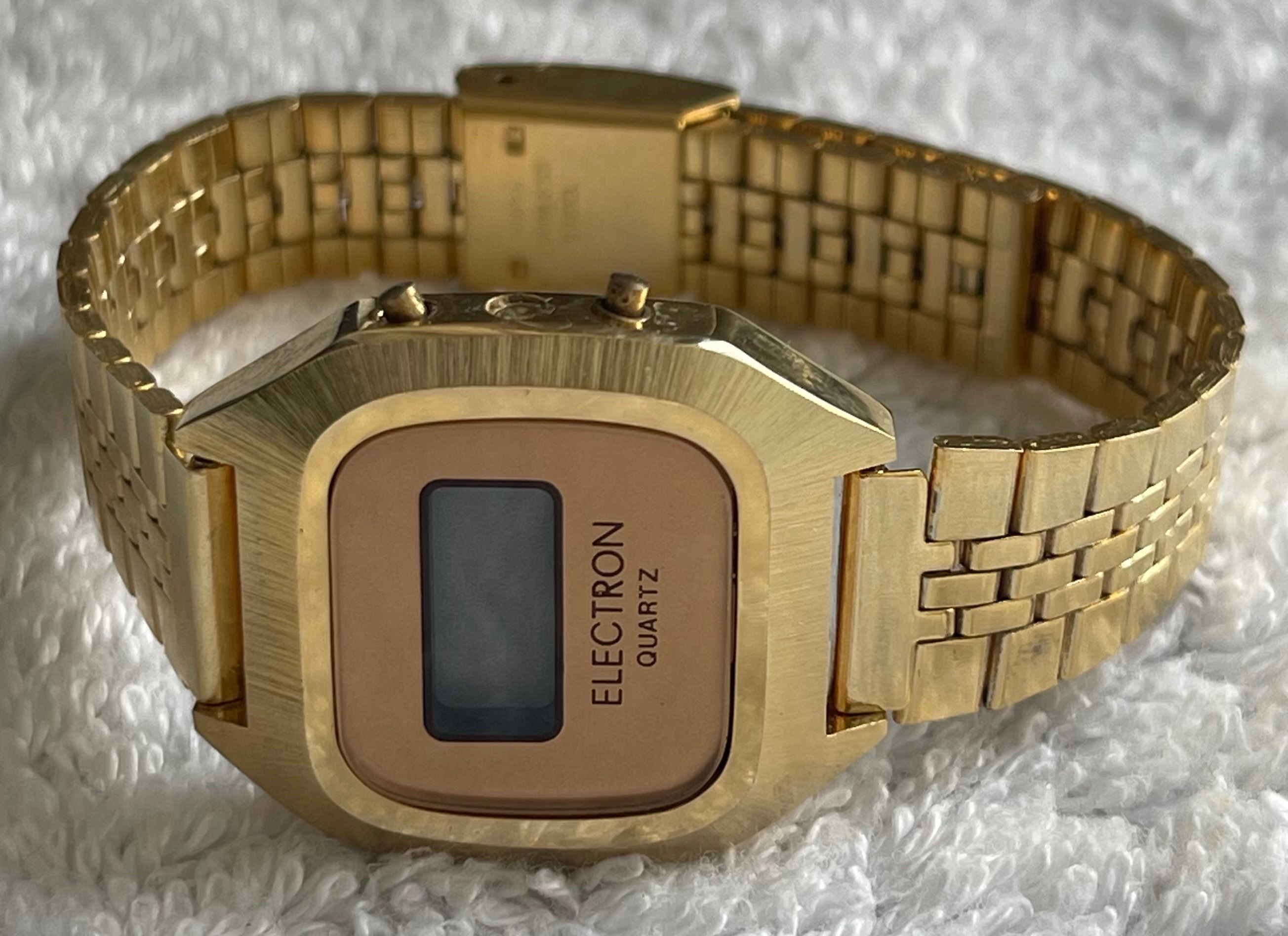 Vintage 1970s Electron Gold Digital Watch - NOS (Needs Battery)