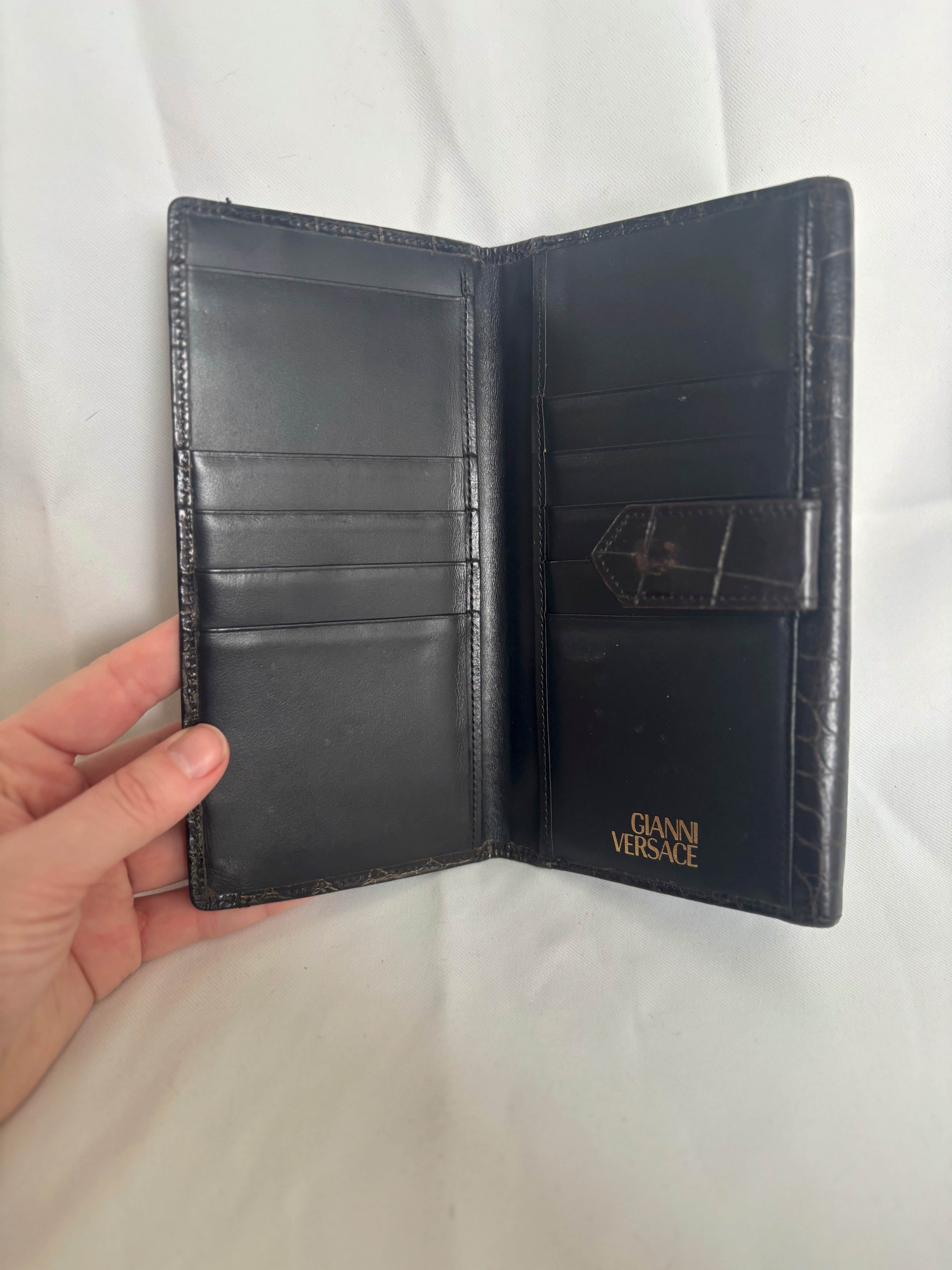 Gianni Versace  Sunburst Crocodile Embossed Organizer Wallet - photo 3