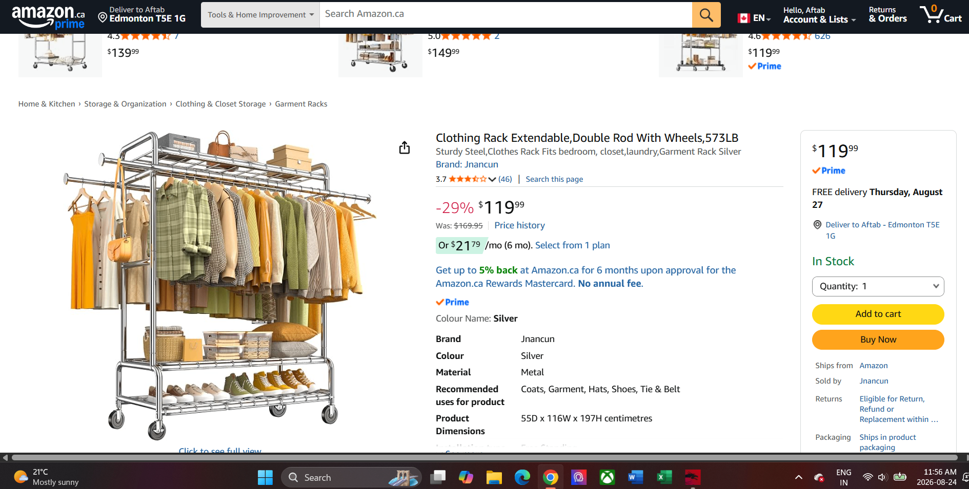 Jnanrun Heavy Duty Rolling Clothing Rack with Shelves - photo 4