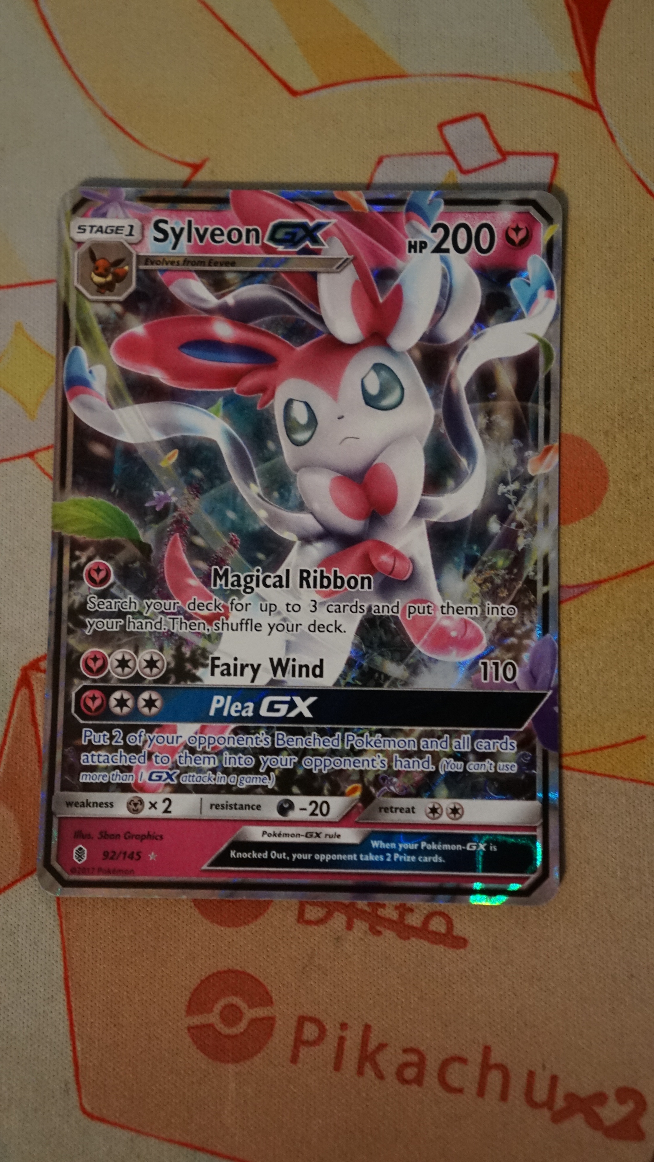 Pokemon Sylveon GX 092/145 Guardians Rising LP - photo 3