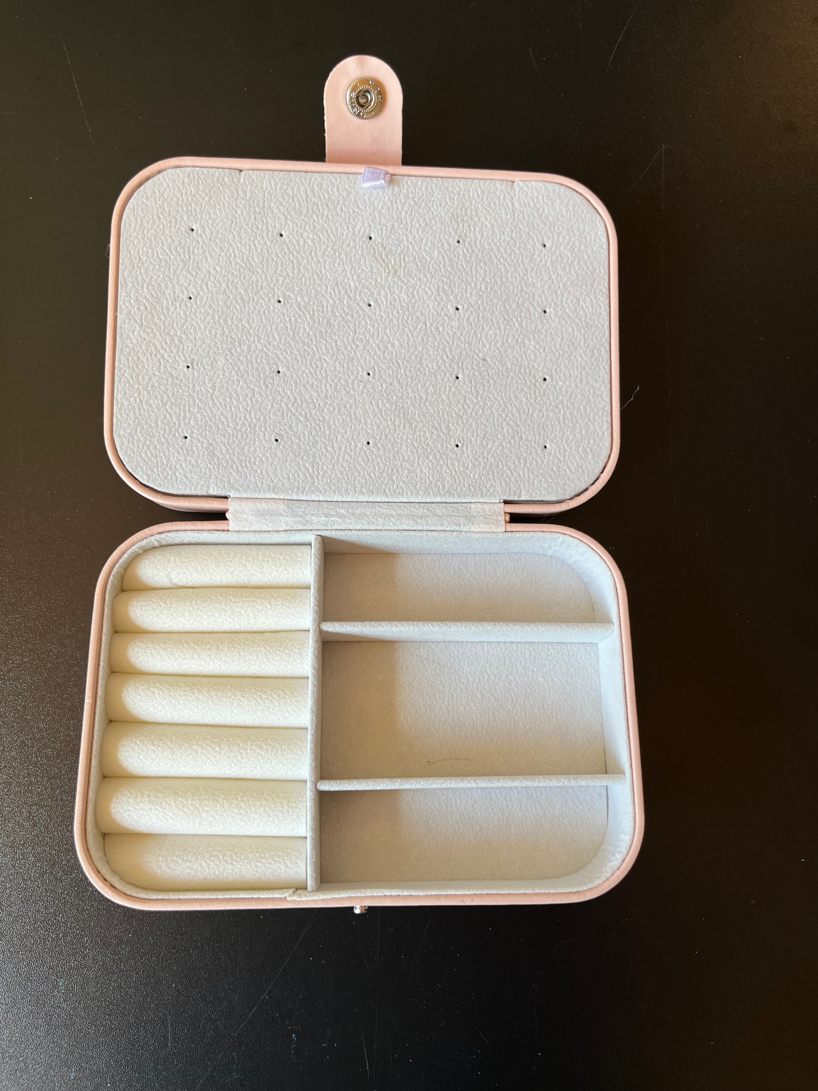 Portable Travel Jewelry Box Faux Leather Light Pink