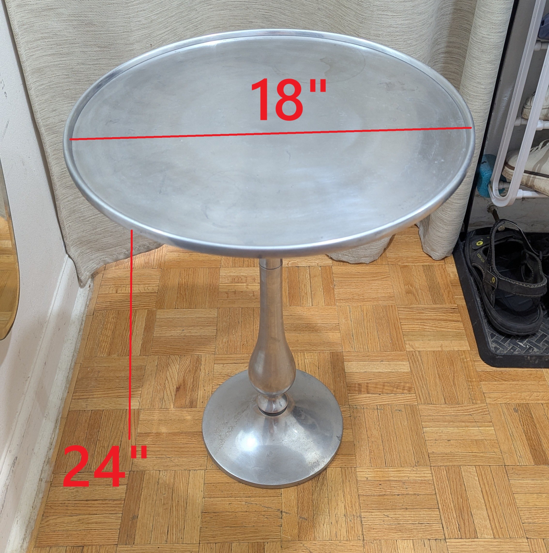 18" Vintage Stylish Aluminum Round Table End Coffee Table