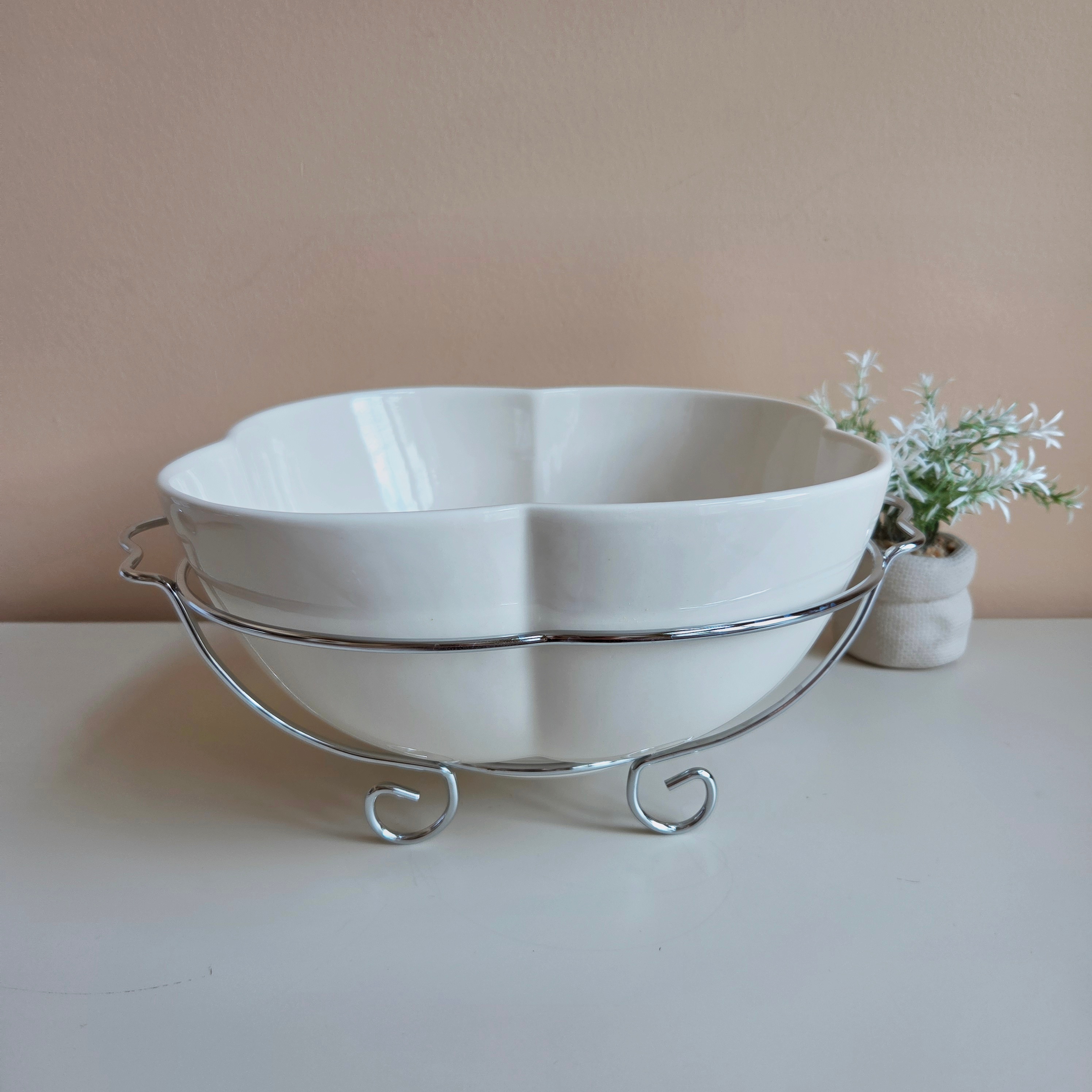 Godinger - Porcelain Salad Bowl + Rack & Servers - Pre-Loved! 🥗 - photo 4