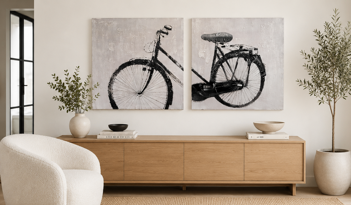 Textured Bicycle Diptych: Set of 2 Canvases (100cm x 100cm each) - photo 4