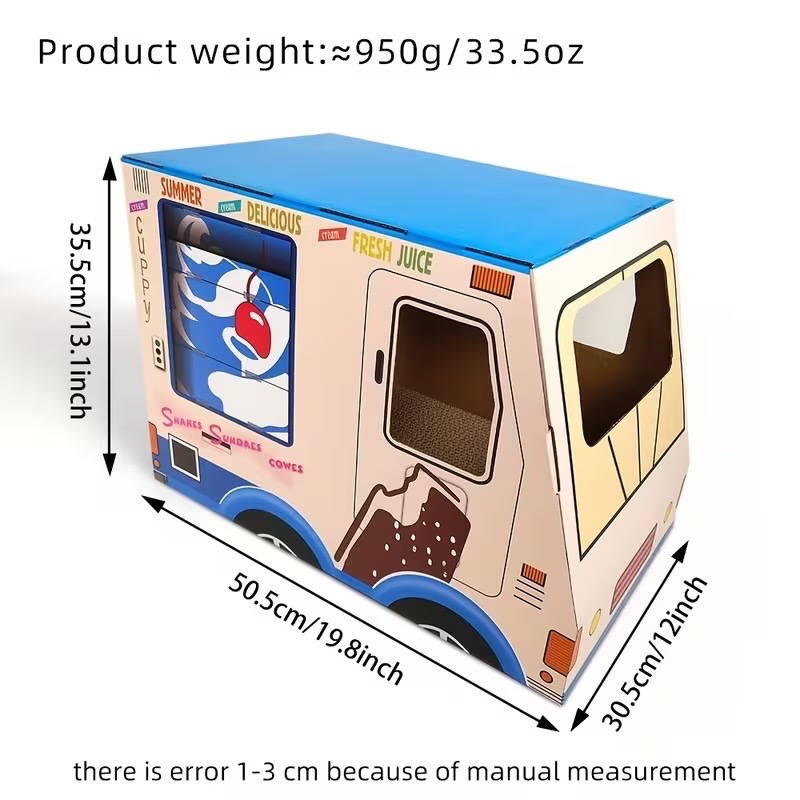 Blue Ice Cream Pattern - Corrugated Cardboard Cat Scratcher