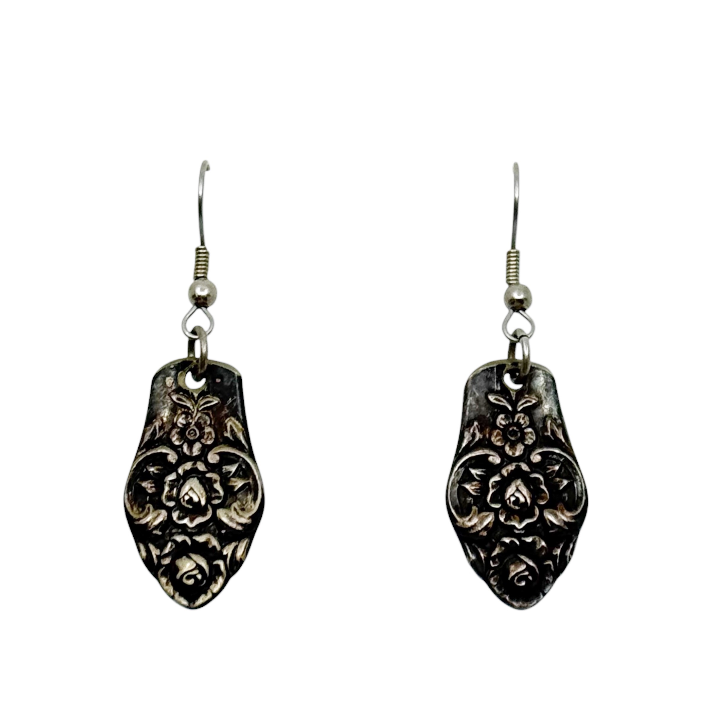Hand Made silver plated flower spoon handle earrings - GM3004 - photo 2
