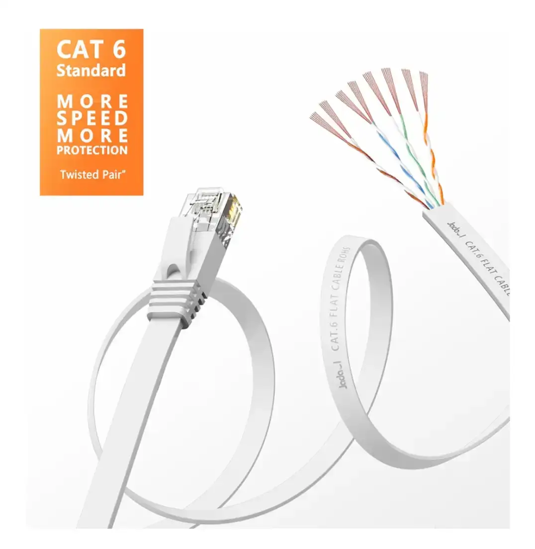 Jadaol Cat6 Flat Ethernet Cable - 50 Feet White - photo 2