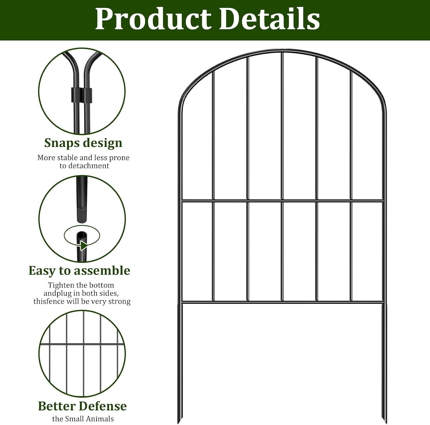 25 Panels of Black Metal Decorative Garden Fencing - photo 3