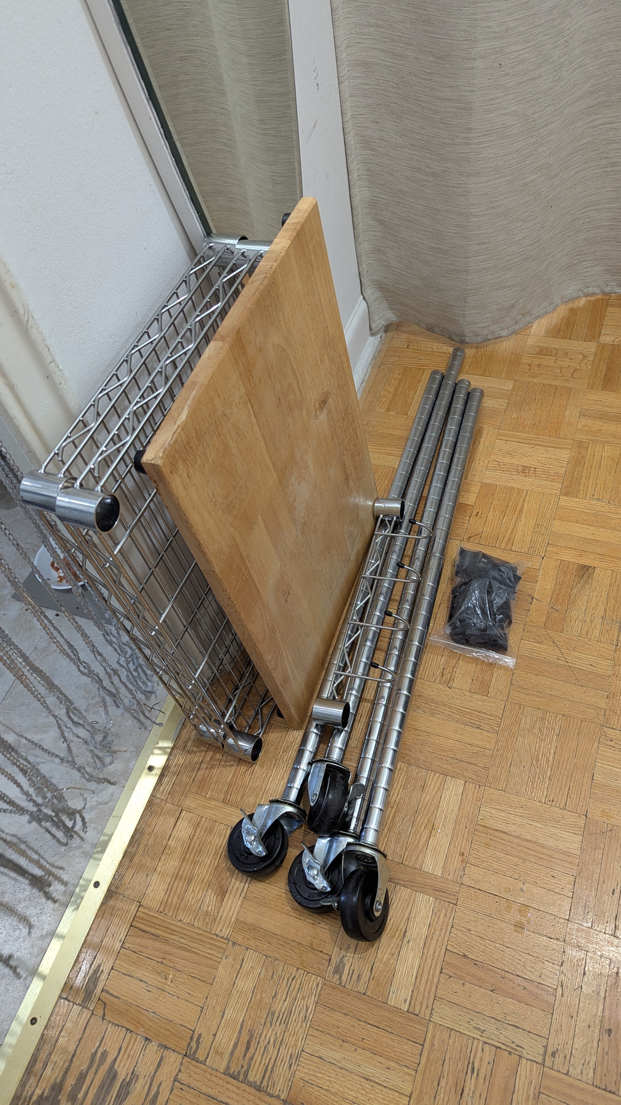 Wire Kitchen Island Cart Table Shelf Storage Cutting Board Top - photo 4