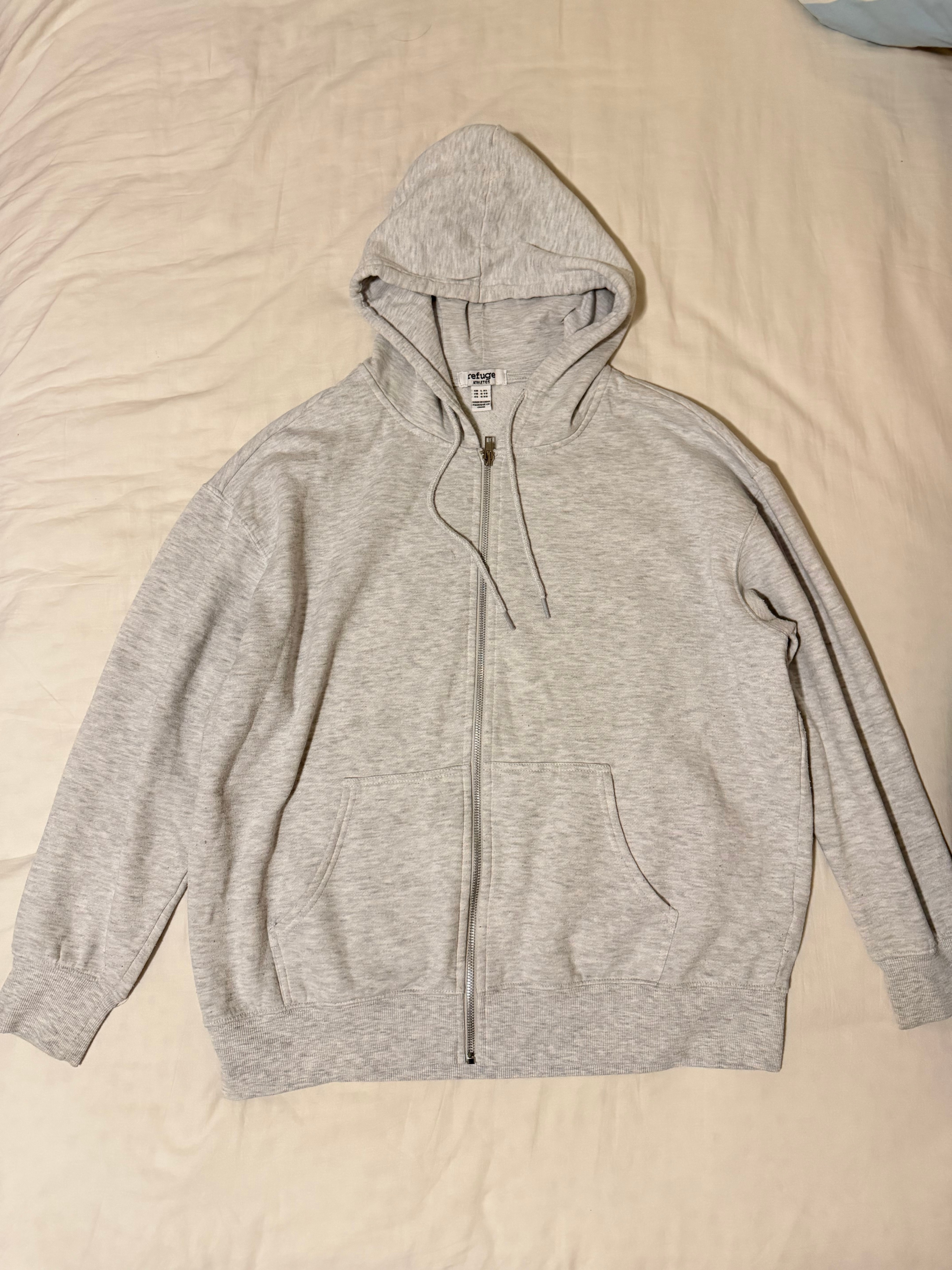 Women/Men Grey Full-Zip oversized  Hoodie – Size L / XL