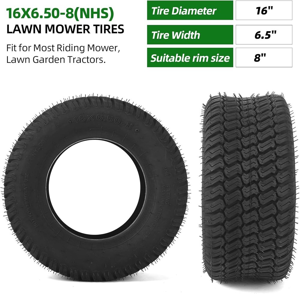 6x6.50-8 Lawn Tractor Tires 4PR Tubeless – 2 Pack - photo 5